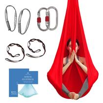 Hamaca y Columpio de Tela Aérea para Yoga en Casa, Ejercicios de Inversión, Kit Inicial para Todos los Niveles - Duradero con Correas de Extensión, Mosquetones y Guía de Posturas