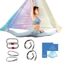 Hamaca y Columpio de Tela Aérea para Yoga en Casa, Ejercicios de Inversión, Kit Inicial para Todos los Niveles - Duradero con Correas de Extensión, Mosquetones y Guía de Posturas