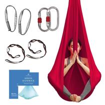 Hamaca y Columpio de Yoga Aéreo en Tela para el Hogar, Ejercicios de Inversión, Kit Inicial para Todos los Niveles - Duradero con Correas de Extensión, Mosquetones y Guía de Posturas