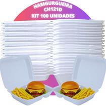 Hamburgueira Isopor Ch121d Com Divisória Lanche Bar Restaurante Delivery 100 Unidades