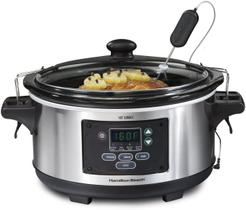 Hamilton Beach Slow Cooker 6 QT Prog Digital Lock Lid Sonda Inox