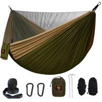 Hammock Qevooon Camping com mosquiteiro verde e cáqui