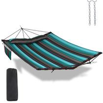 Hammock TEGERDEGER 3,7 m, 2 pessoas, 204 kg, capacidade, Teal Stripes