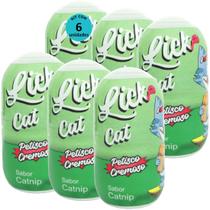 Hana Lick Cat Sabor Catnip 40g Petisco Cremoso Para Gatos Kit 6 un