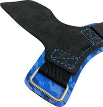 Hand Grip Couro Azul Academia Barra Mão Protetor