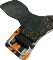 Hand Grip Couro Laranja Academia Barra Mão Protetor