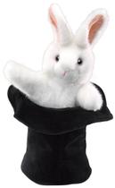 Hand Puppet Folkmanis Rabbit In Hat preto, branco, rosa