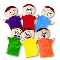 Hand Puppets 4E's Novelty Feeling para crianças com 6 emoções, pacote com 6