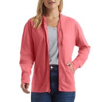 Hanes Moletom Feminino com Capuz e Zíper Completo Slub Knit Rosa Briny G