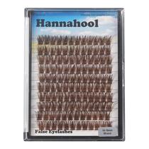 Hannahool 120pcs D Curl Individual Wide Stem Brown Cluster DIY Cílios Oculares Extensões Mistas 12-14mm/14-16mm/16-18mm Maquiagem Volume Dramático Cílios (Brown-16-18mm)