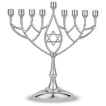 Hanukkah Menorah Zion Judaica Prata Clássica Tradicional