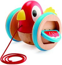 Hape Baby Bird Pull-Along Balançar de madeira e bater puxam brinquedo infantil, cores brilhantes