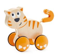 Hape&nbspDante Push e Go&nbsp&nbsp Wood Push, Release &amp Go Cat Toddler Toy with Wheels