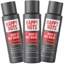 Happy Nuts Big Wood Gel de Baño Hidratante para Hombres 414 ml Paquete de 3