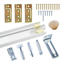 Hardware de porta dupla LANMIERT com trilho de 36 cm para porta de 90 cm Hardware de porta dupla LANMIERT com trilho de 36 cm para porta de 90 cm