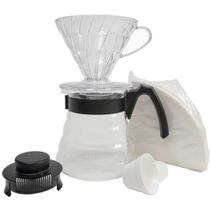 HARIO Conjunto de Café V60 Preto com filtros cônicos 02