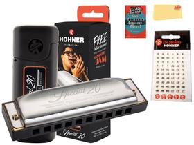 Harmonica Hohner Special 20 Key of C com pacote de acessórios Harmonica Hohner Special 20 Key of C com pacote de acessórios