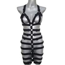 Harness Corpo Inteiro em Elástico Regulável com Argolas Metálicas