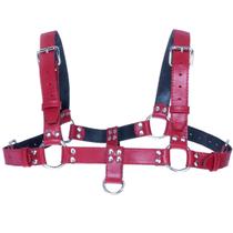 Harness Masculino Arreio Couro Legítimo Vermelho Arnes Lingerie Masculina