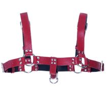 Harness Masculino Vermelho Couro Legítimo Arreio Arnês Lingerie Urso Bear Colete - PrettyPervy Acessórios