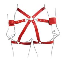 Harness para cintura com algemas preta - Brasil fetiche