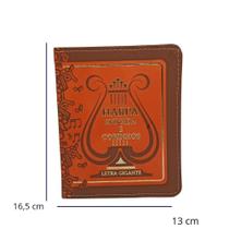 Harpa avivada e corinhos letra gigante tamanho médio capa bicolor laranja e marrom