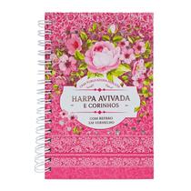 Harpa Avivada e Corinhos Letra Hipergigante Capa dura Espiral Floral Pink