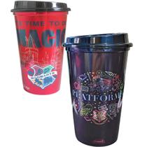 Harry Potter Kit 2 Copo C Tampa Cafe 500ml Plastico Plasutil
