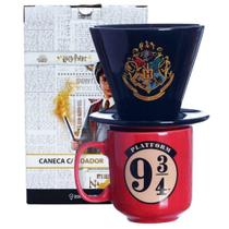 Harry Potter Kit Café Caneca + Coador Porcelana Oficial Warner Bros - Zona Criativa