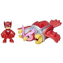 Hasbro PJ Mascara Animal Power Owlette Animal Rider Deluxe Vehicle, Eagle Owl Toy with Owlette Action Figure, Brinquedos de Super-Heróis, Brinquedos Pré-Escolares para Meninas e Meninos de 3 Anos e Up