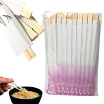 Hashi de madeira 40 pares em sache seki sem fiapos uso descartavel comida oriental