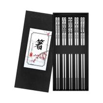 Hashis De Aço Inoxidável 304 Antiderrapantes 5 Pares Reutilizáveis Laváveis Na Máquina De Lavar