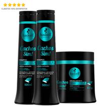 Haskell Cachos Sim 2 Shampoo 500ml + Máscara Low Poo 500g
