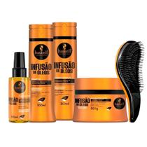 Haskell Infusão De Óleos Trio (Shampoo + Condicionador + Máscara) 300ml +Óleo Nutritivo +Escova