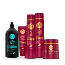 Haskell Liso Com Força 500ml Completo 4 Itens + Leave In Cachos Sim 500g