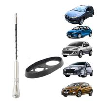 Haste Antena Cromada + Anel De Vedação Peugeot 206 207 307 308 408 Borracha Teto Guarnição Base