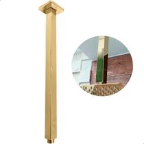 Haste Braço Para Chuveiro Slim Dourado Suporte Teto Ducha A Gás Dourada Inox Cano Vertical 40cm Gold