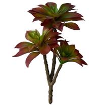 Haste com três suculentas verde outonadotoque real 40ax23l/cm