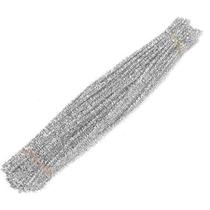 Haste de Chenille Glitter 30 cm - Prata - 100 unidades - Rizzo