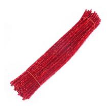 Haste de Chenille Glitter 30 cm - Vermelho - 100 unidades - Rizzo