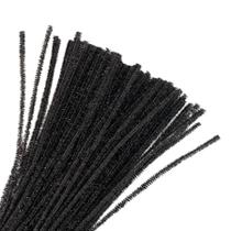 Haste de Chenille Preto Glitter 30cm - 100 unidades Haste de Chenille Preto Glitter 30cm - 100 unidades