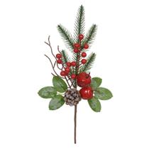 Haste De Natal Berry Pinha Verde 37cm