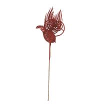 Haste enfeite natalino passarinho glitter 35cm Vermelho - Grillo