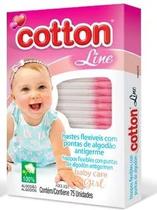 Haste Flexível com pontas de algodão Cottonline rosa 75 und