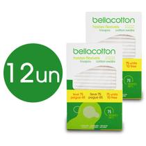 Haste Flexivel Cotonete Bellacoton 12 caixas com 75 unidades