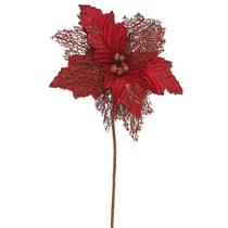 Haste Flor de Natal 65cm - Brilho Sofisticado na Decoração