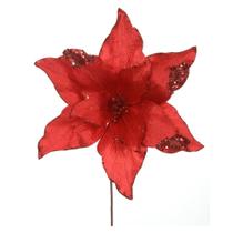 Haste Flor de Natal Bico de Papagaio Aveludado C/ Glitter Vermelho 30cm Haste Flor de Natal Bico de Papagaio Aveludado C/ Glitter Vermelho 30cm