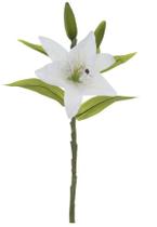 HASTE FLOR LIRIO REAL TOQUE X4 BRANCO 37cm - Flor Arte