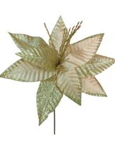 Haste Flor Natal Dois Tons Dourada 33x30cm