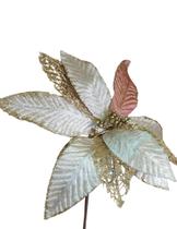 Haste Flor Natal Dois Tons Nude e Dourado 33x25cm Haste Flor Natal Dois Tons Nude e Dourado 33x25cm